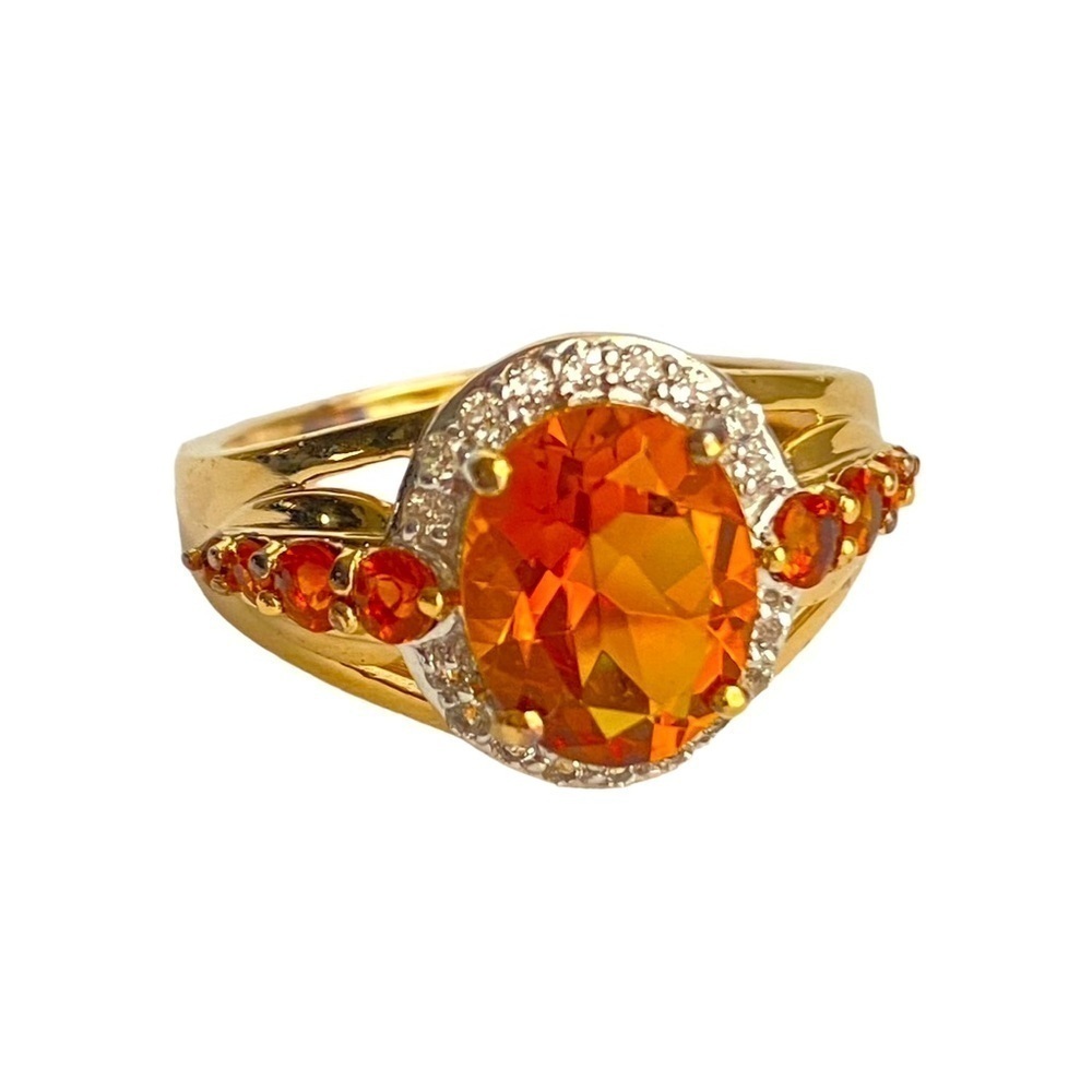 Stauer Madeira‎ Citrine Cocktail Ring Yellow Gold Finish Sterling Silver Size 8